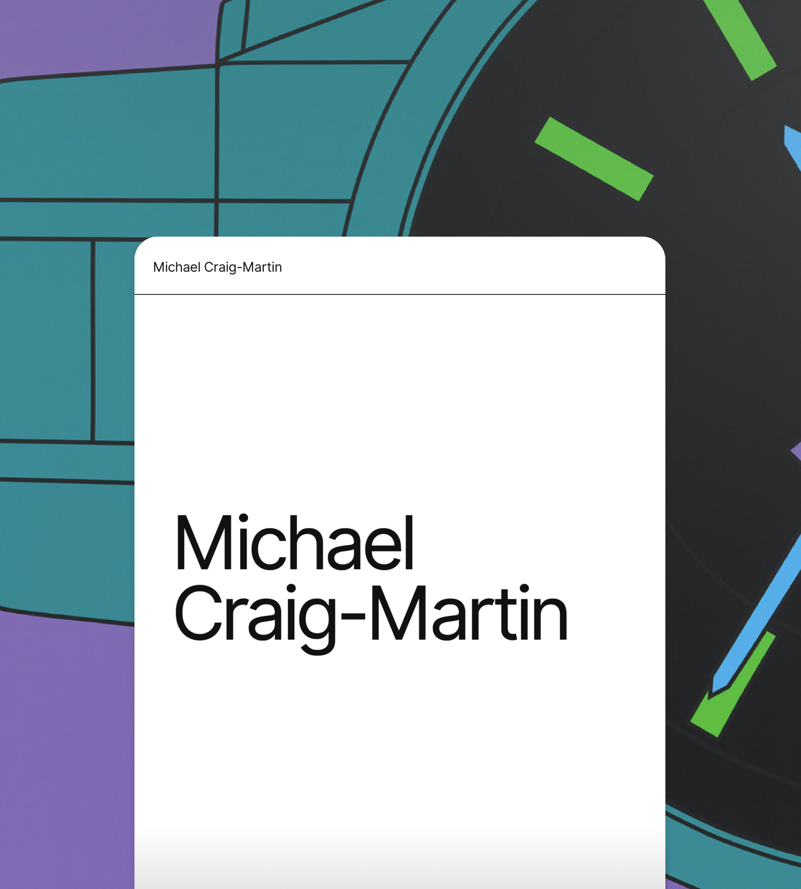 Layout example of Michael Craig-Martin website and line drawing artwork of watch